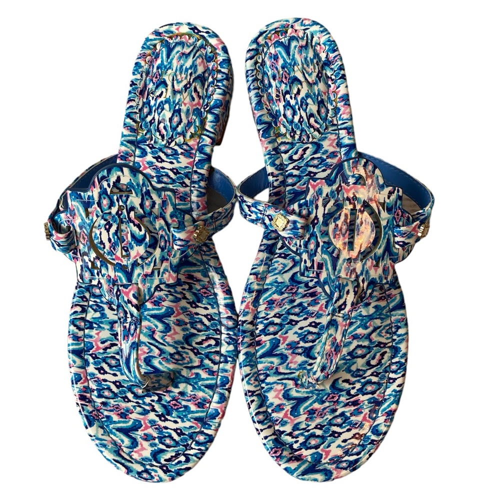 Crown & Ivy Wylie Thong Sandals Women’s 8M Shoes Blue Pastel Multicolored